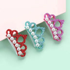Small Dog Hair Clip Bow Faux Pearl Crown – 1 Pc Cute Pet Accessory