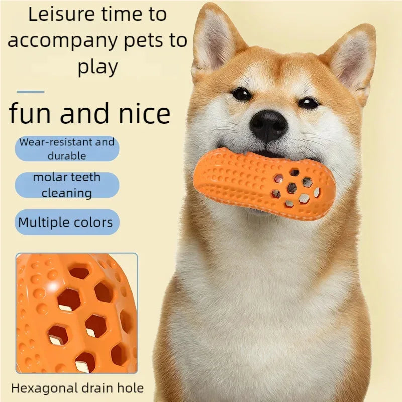 Peanut Shape TPR Dog Toy - Squeaky Bite Resistant & Treat Dispenser