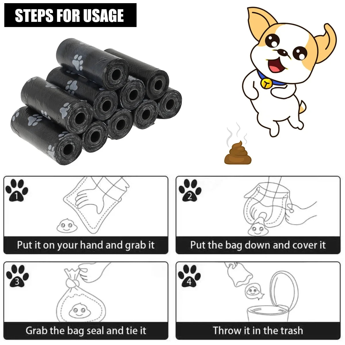 Dog Poop Bags – Leak-Proof Biodegradable Rolls