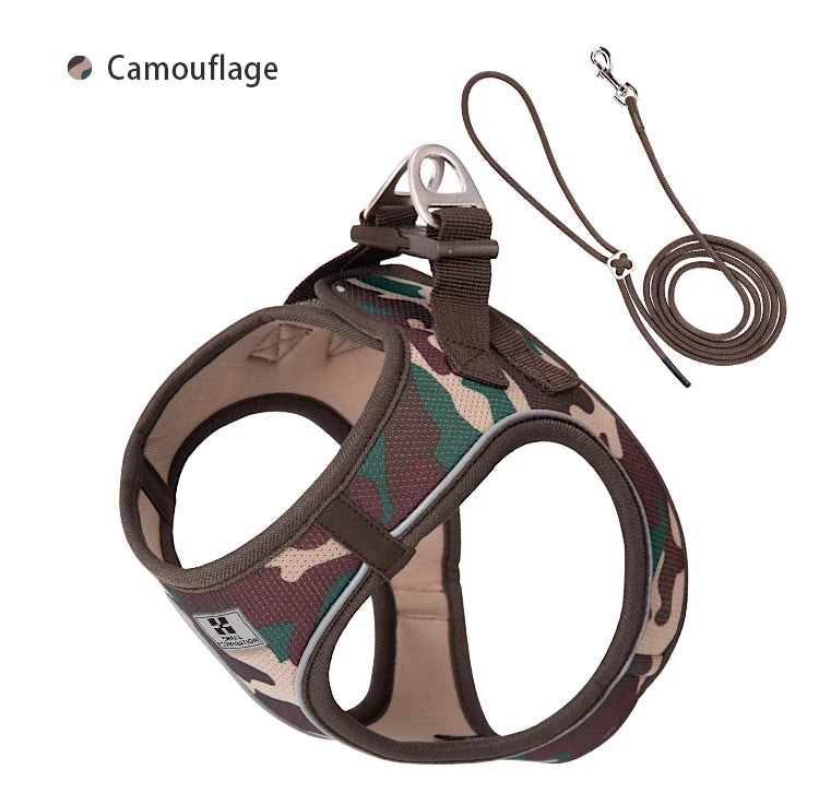 Dog Harness & Leash Set – Step-In Reflective Mesh Vest