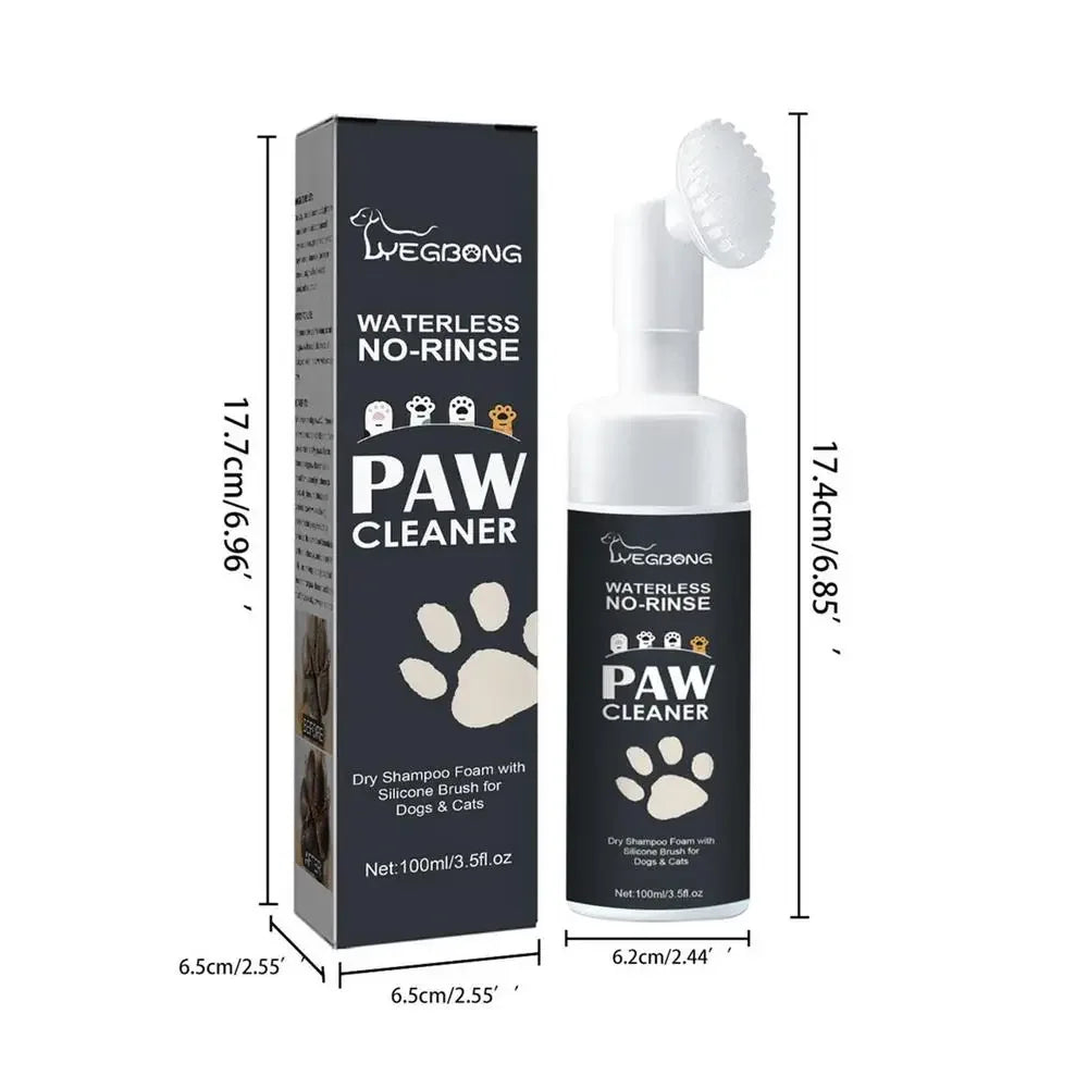 100ml Dog Paw Cleaner Foam – Waterless Rinse-Free Silicone Scrubber & Pet Paw Shampoo