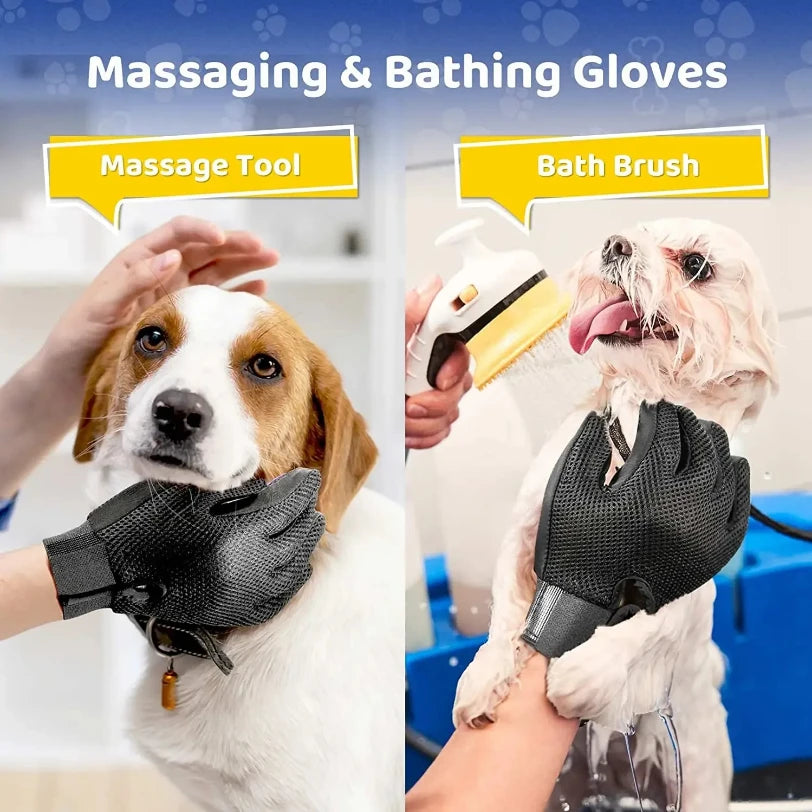 Pet Grooming Glove Hair Removal Mitt For Dogs Gentle Easy Pet Hair Upkeep