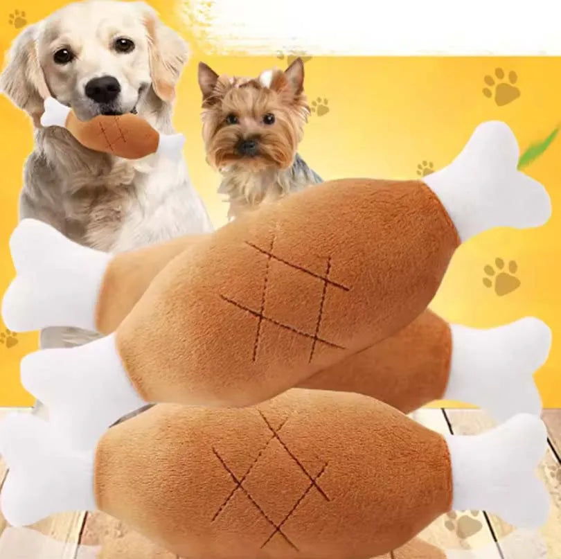 Chicken Leg Bone Plush Toy – Interactive for All Sizes