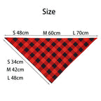 Large Plaid Dog Bandana Scarf – Soft Washable Cotton Red