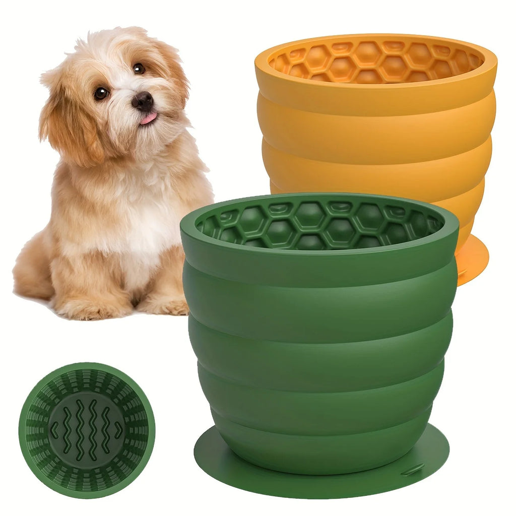 Silicone Slow Feeder Dog Bowl with Suction Cup – Non-Slip Healthy Eating Dish