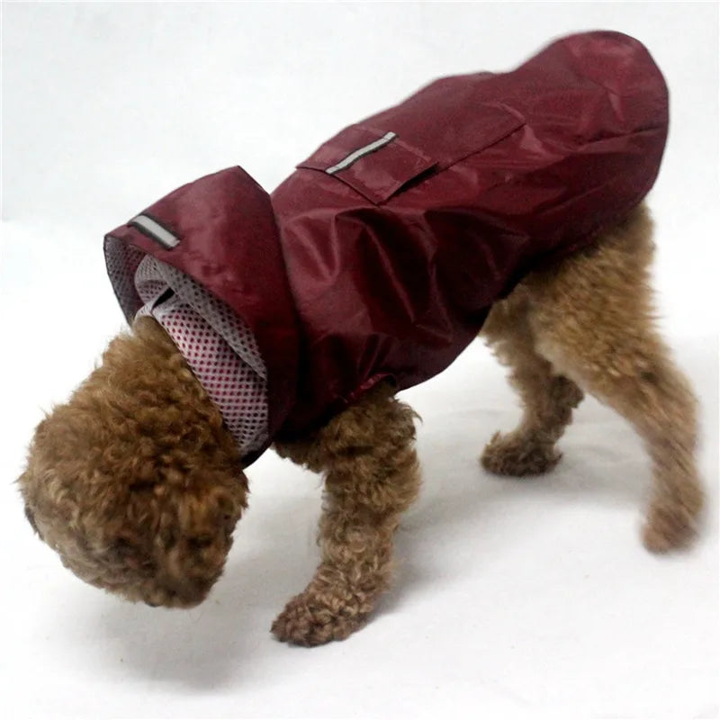 Waterproof Dog Raincoat Hoodie – Reflective Stripe Rain Jacket