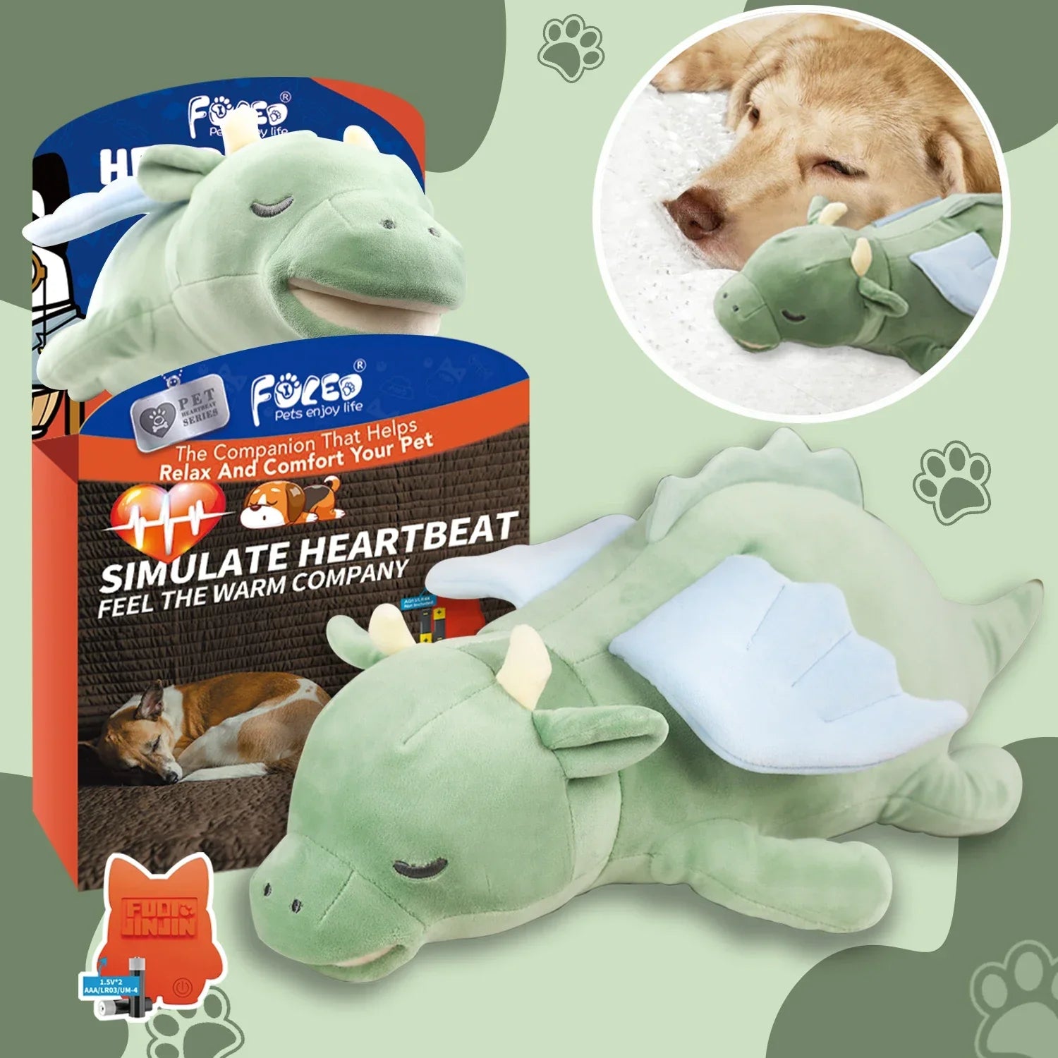 Flying Dragon Heartbeat Dog Toy – Calming Puppy Sleep Aid
