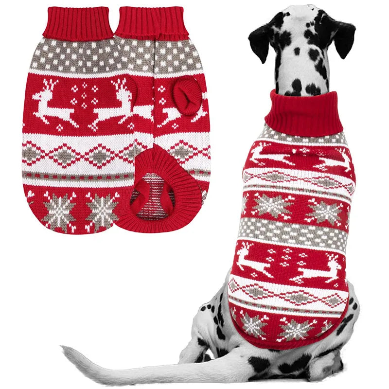 Christmas Dog Sweater – Red Wool Knit Holiday Pullover