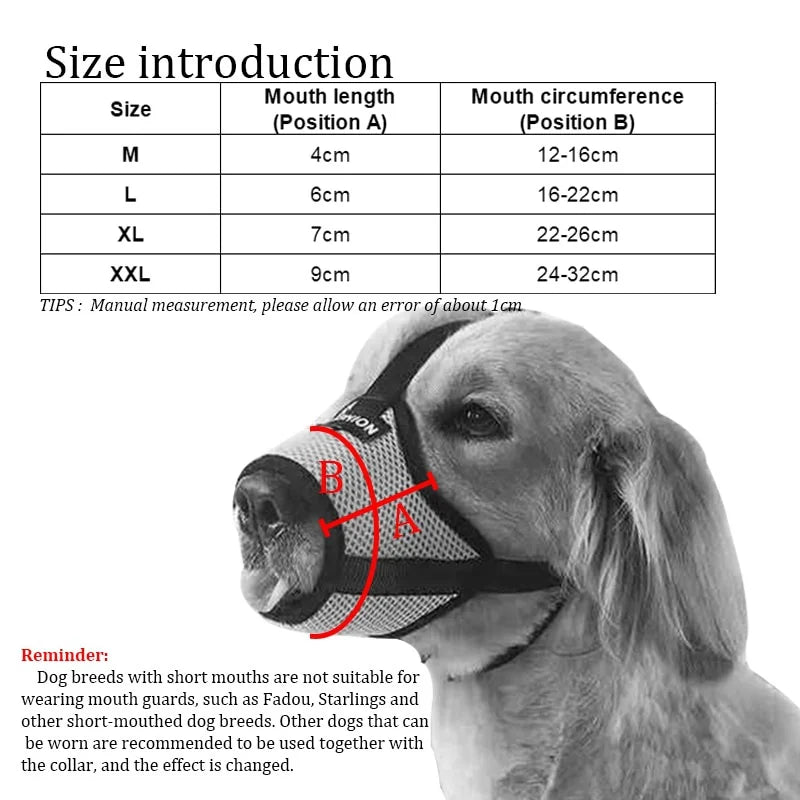 Breathable Adjustable Dog Muzzle – Lightweight Mesh Mouth Cover