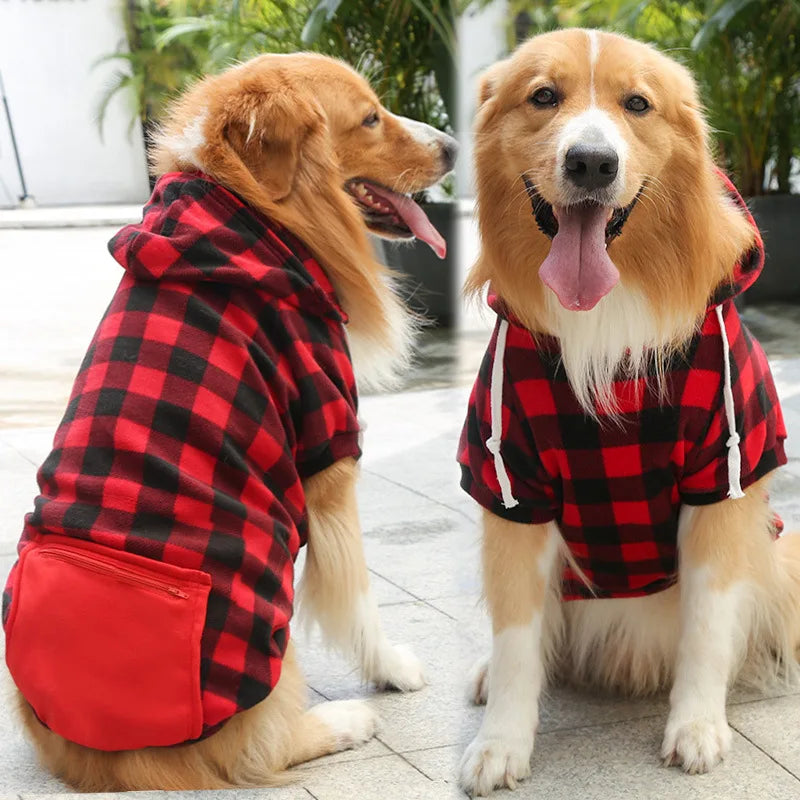 Reversible Plaid Dog Winter Coat – Fleece Lined Warm Jacket