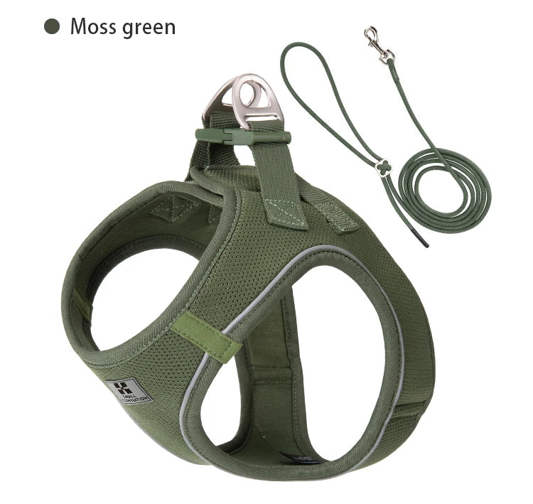 Dog Harness & Leash Set – Step-In Reflective Mesh Vest