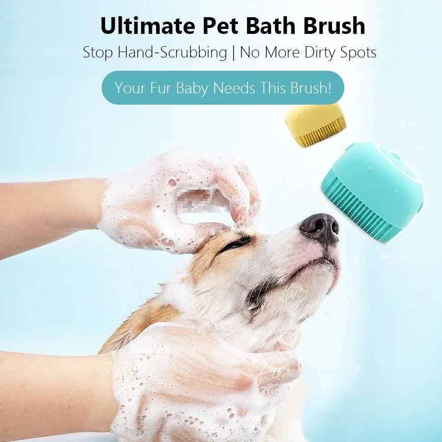 Silicone Pet Bath Brush for Dogs – 2-in-1 Grooming Massager & Shampoo Applicator