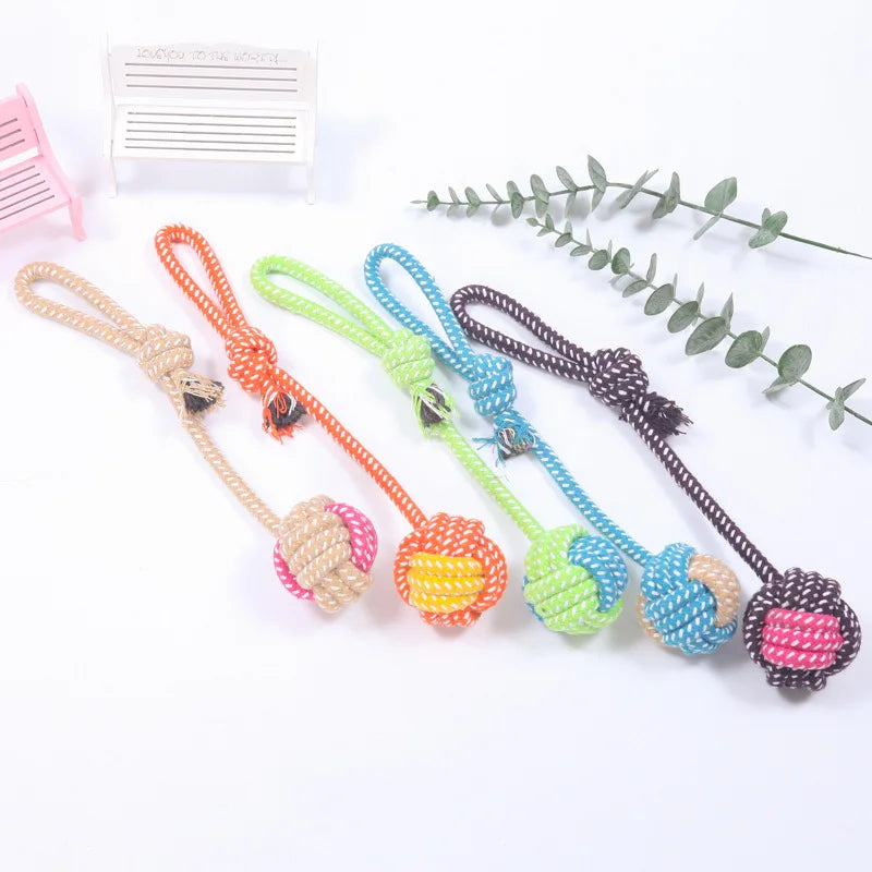 Cotton Rope Ball Toy - Interactive Toothbrush for Dogs of All Sizes