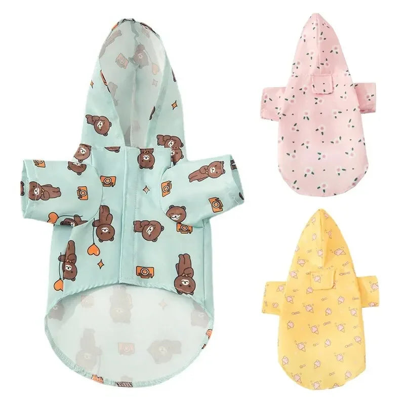Waterproof Dog Raincoat – Lightweight Blue Polyester Jacket