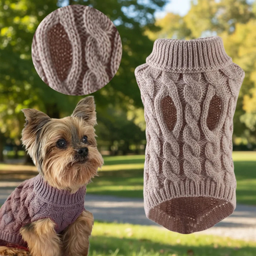 Solid Color Dog Sweater – Cozy Wool Knit for Small Dogs