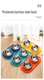 15° Tilted Double Dog Bowl – Stainless Steel Neck Protection Feeder