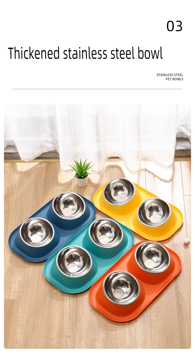 15° Tilted Double Dog Bowl – Stainless Steel Neck Protection Feeder