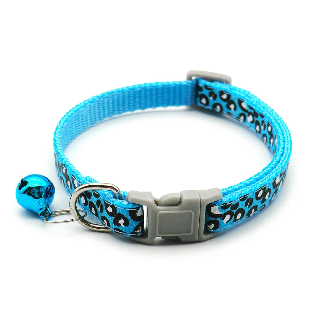 MOONBIFFY Leopard Dog Collar – Adjustable Breakaway with Bell