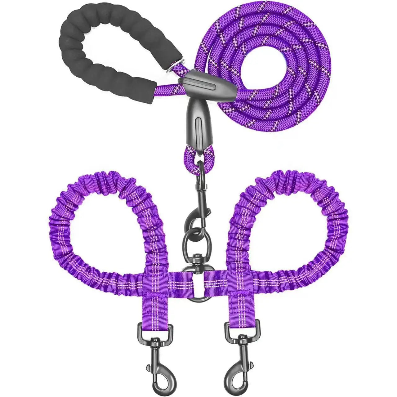 Dog Double Leash – Tangle-Free Bungee Control