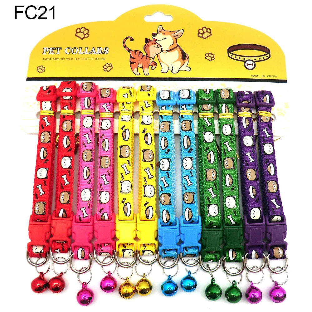 Multicolor Dog Collars with Bell 12 Pack – Adjustable ID Safe