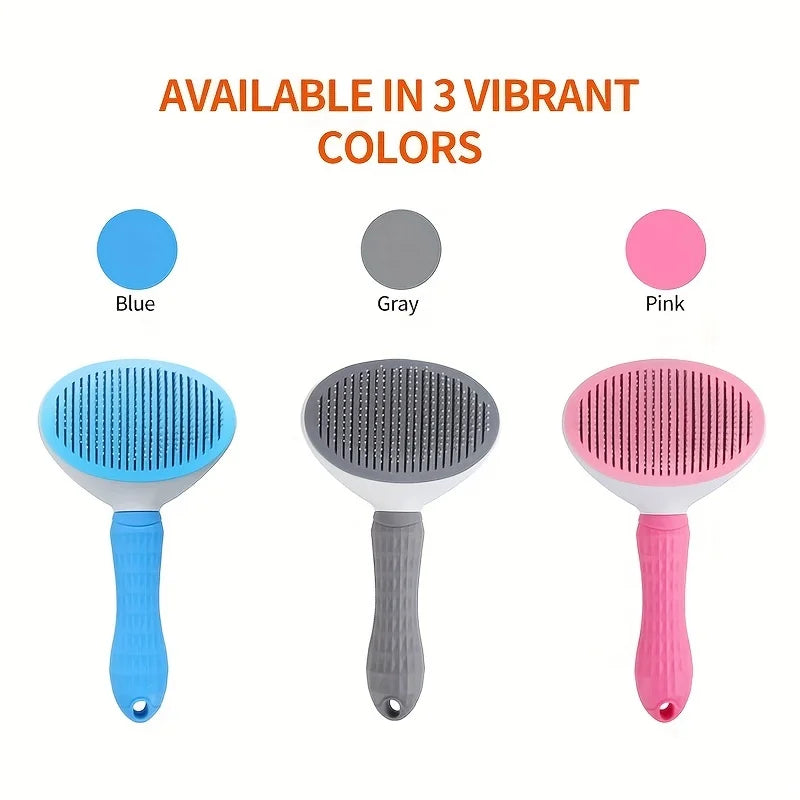 One-Click Pet Hair Removal Comb for Dogs – Automatic Slicker Brush