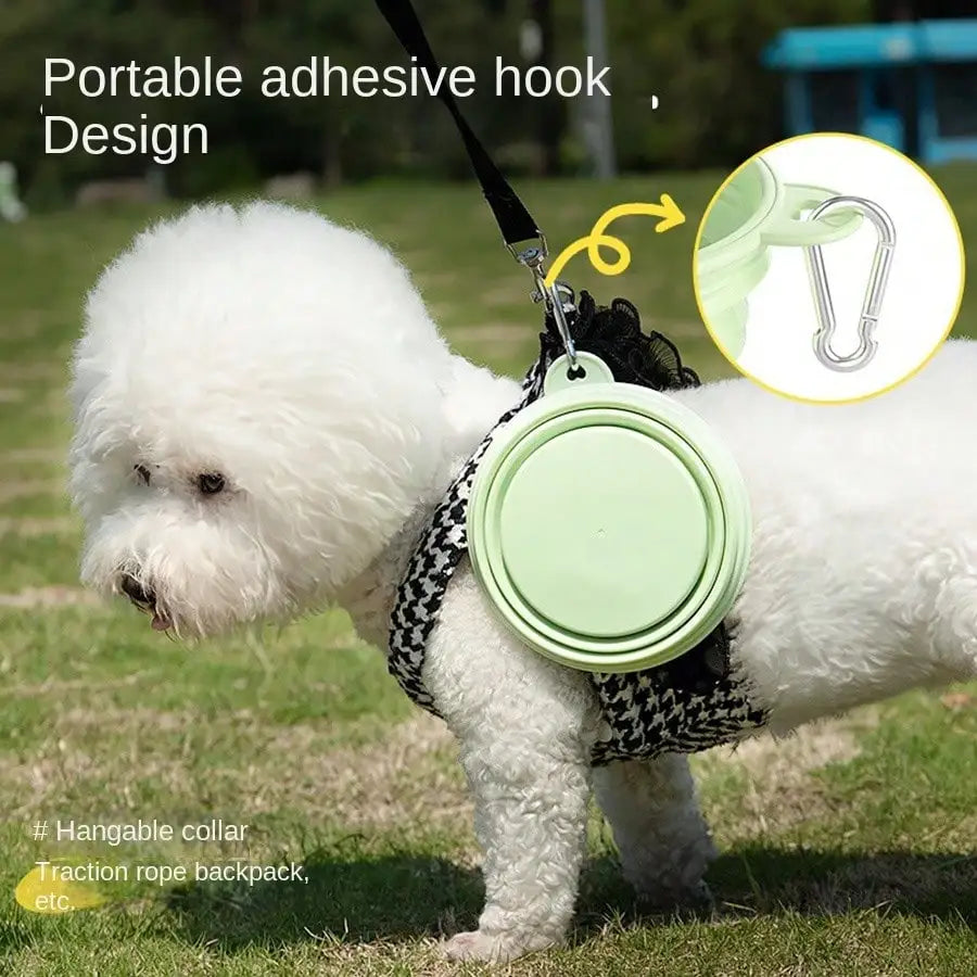 Collapsible Dog Travel Bowl – Portable Silicone Feeder with Carabiner (350ml)