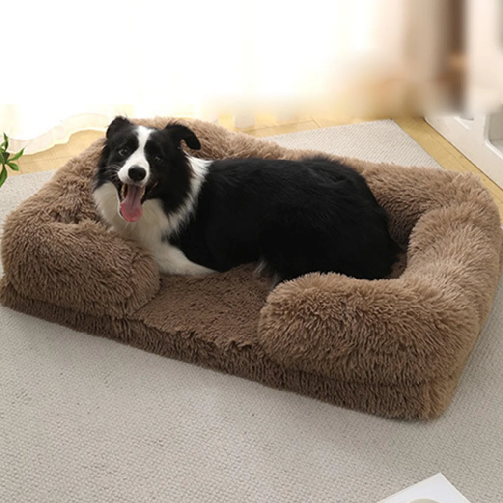 Orthopedic Square Plush Dog Bed – Removable Washable Winter Sofa