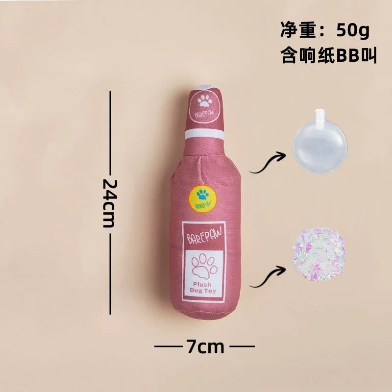 Wine Bottle Dog Toy – Crinkle Paper with Sound