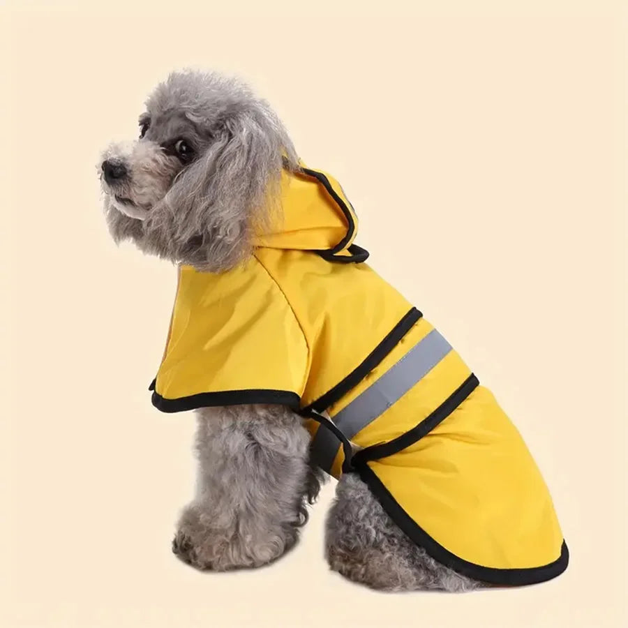 Waterproof Windproof Dog Raincoat – Adjustable Polyester Jacket
