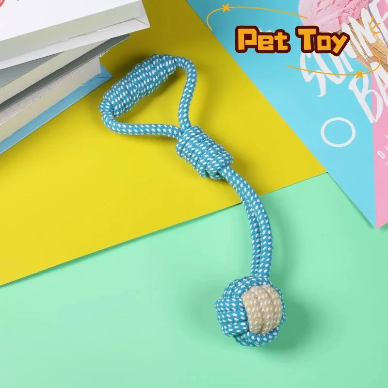 Cotton Rope Ball Toy - Interactive Toothbrush for All Dog Sizes