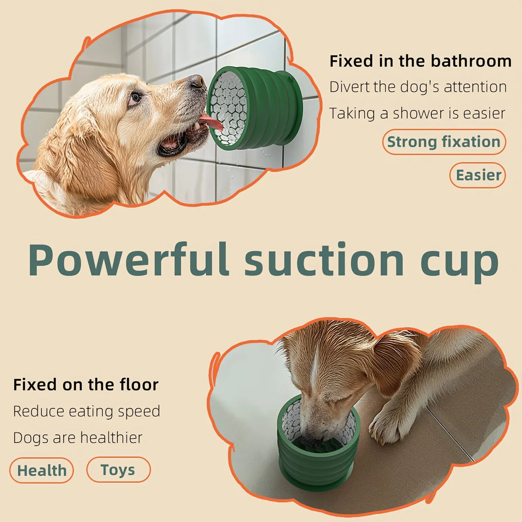 Silicone Slow Feeder Dog Bowl with Suction Cup – Non-Slip Healthy Eating Dish