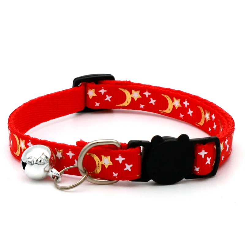 Star & Moon Cartoon Pet Collar – Reflective Breakaway with Bell