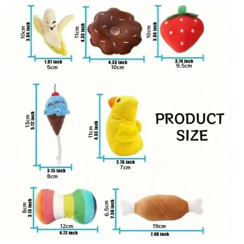 Plush Puppy Toys 7-Piece Fruit & Veggie Set