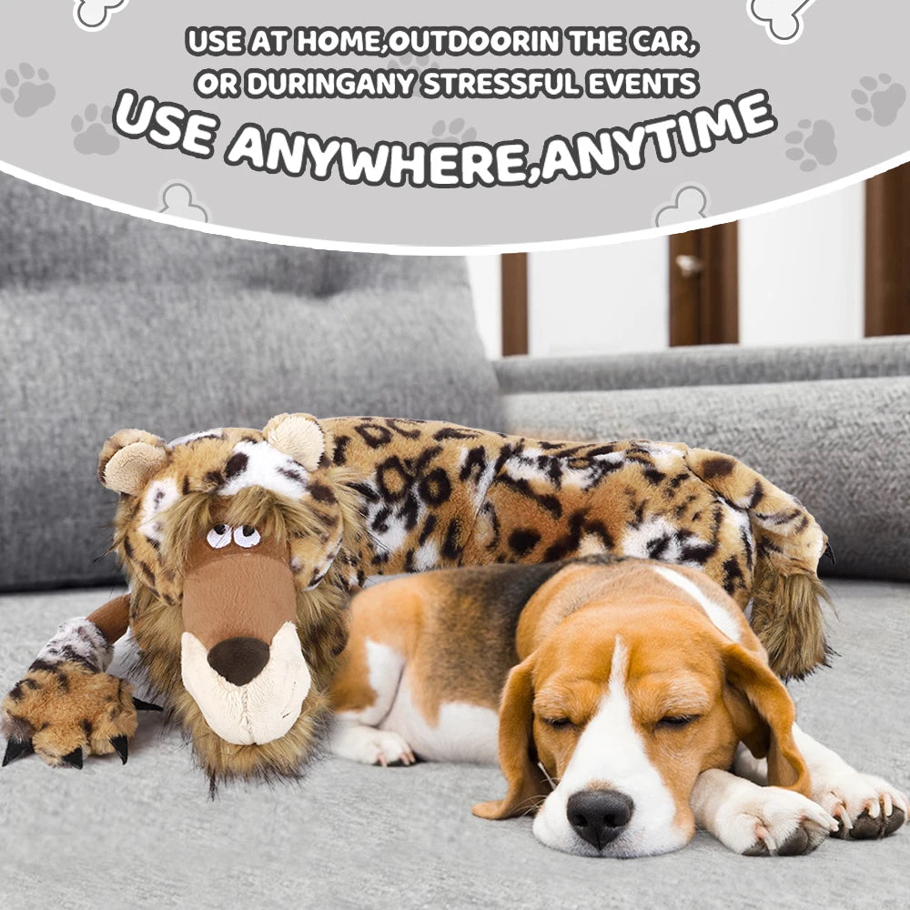 Cheetah Plush Dog Toy with Heartbeat – Calming Sleep Aid