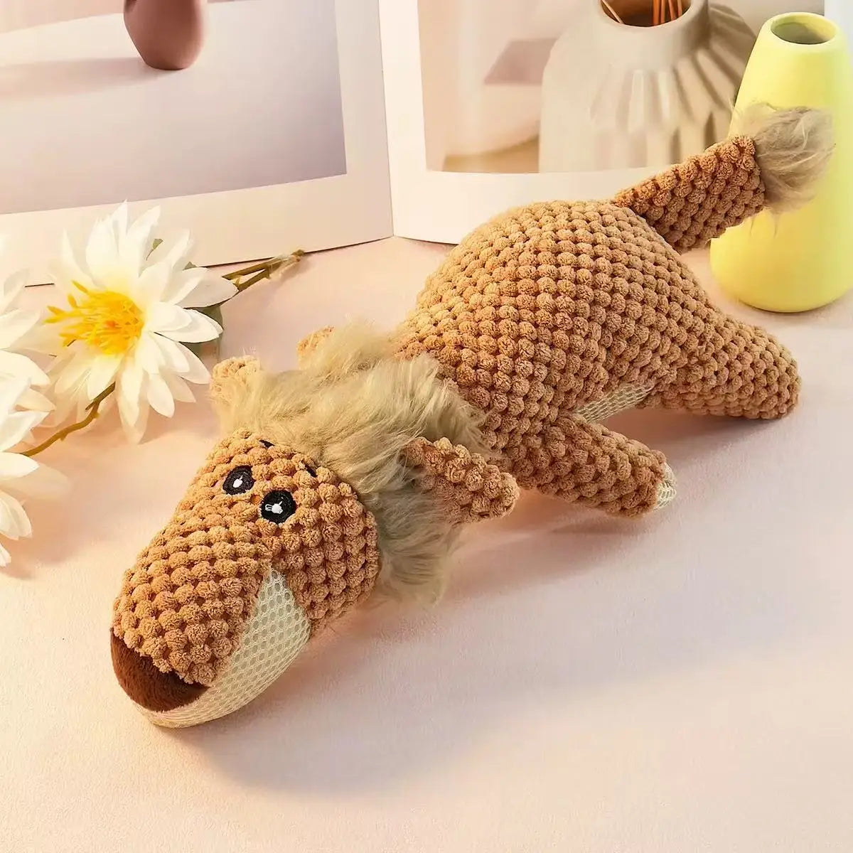 Cartoon Puppy Plush Dog Toy with Squeaker for Small Dogs