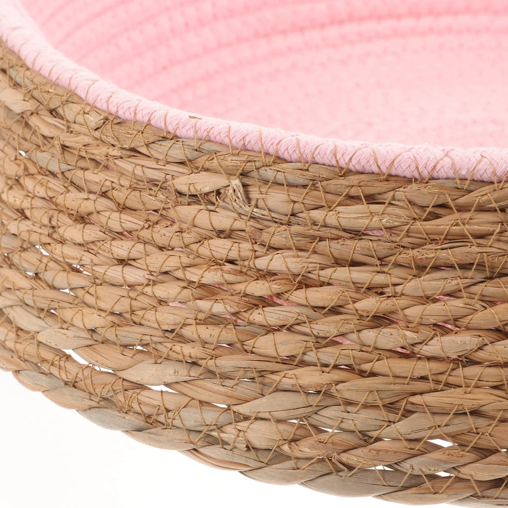 Handmade Rattan Dog Bed – Round Woven Natural Pet Nest with Cozy Cushion for Small Dogs