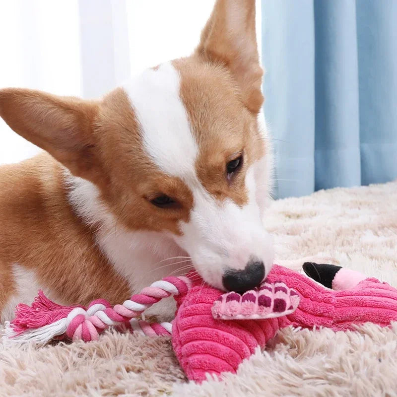 Pink Flamingo Plush Rope Dog Toy for All Sizes