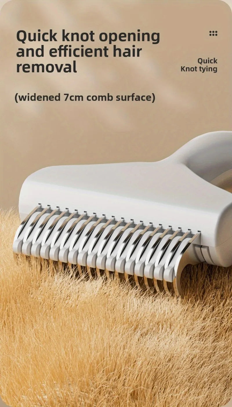 Floating Stainless Steel Dog Brush - Curved Undercoat Grooming Comb