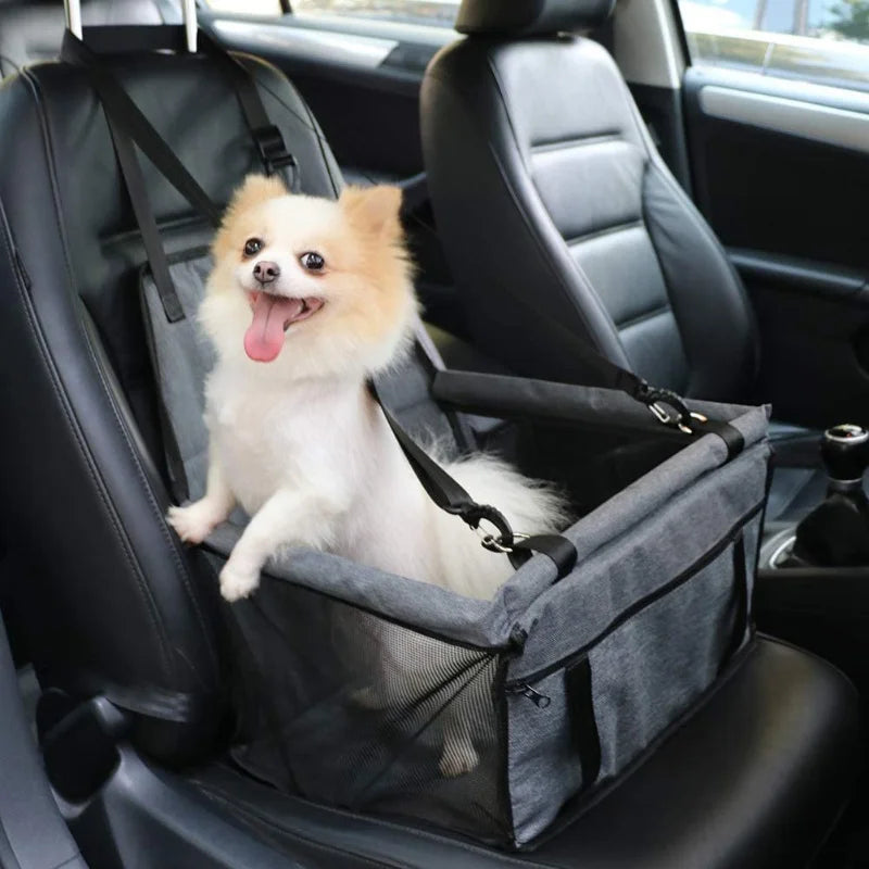 Foldable Dog Car Booster Seat – Waterproof Breathable Oxford Travel Bed for Small & Medium Dogs