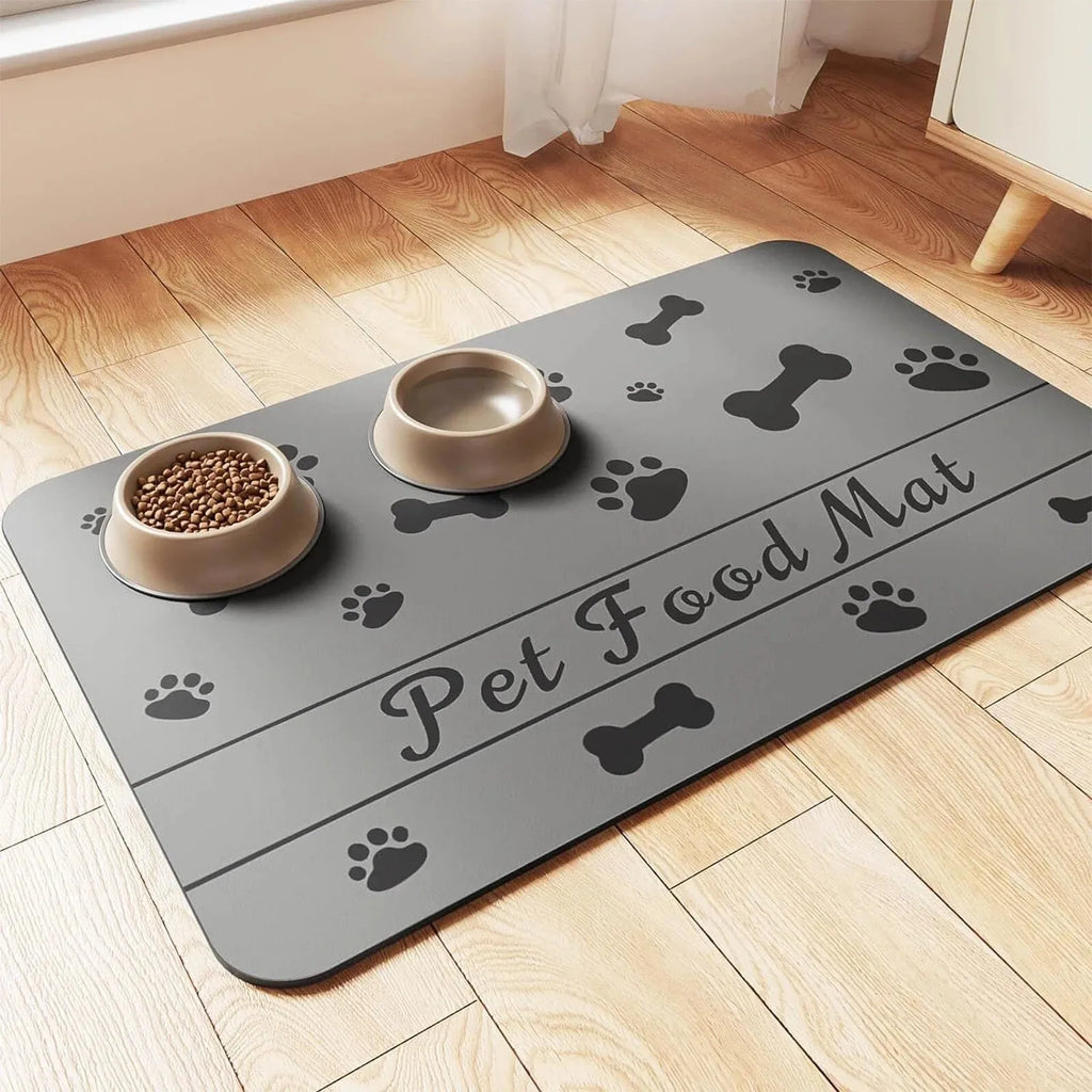 Pet Feeding Mat for Dogs – Waterproof Anti-Slip Food & Water Bowl Placemat, Quick-Dry Rubber Backing
