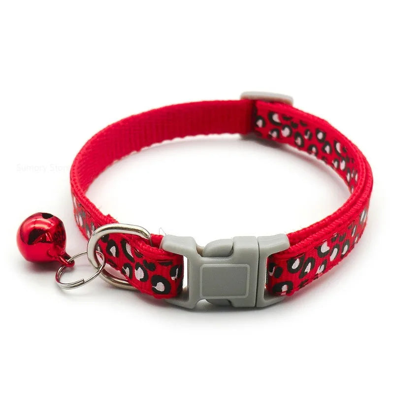 MOONBIFFY Leopard Dog Collar – Adjustable Breakaway with Bell