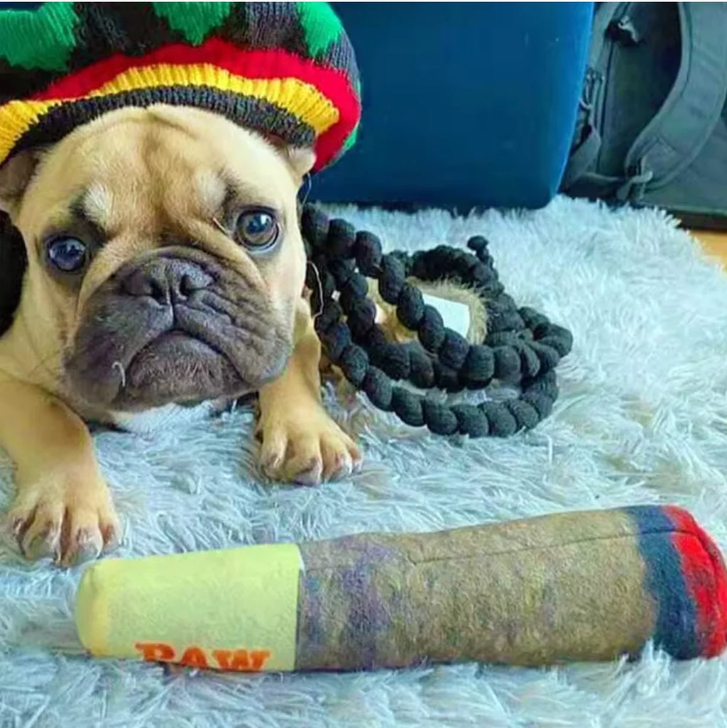 Cigar Design Plush Dog Toy — Funny Interactive Chew Toy for Small & Medium Dogs