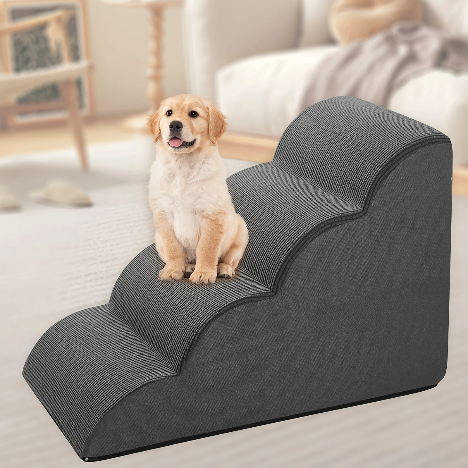 Orthopedic Dog Steps with Removable Cover – 2/3/4 Tier Non-Slip Pet Stairs for Bed & Sofa