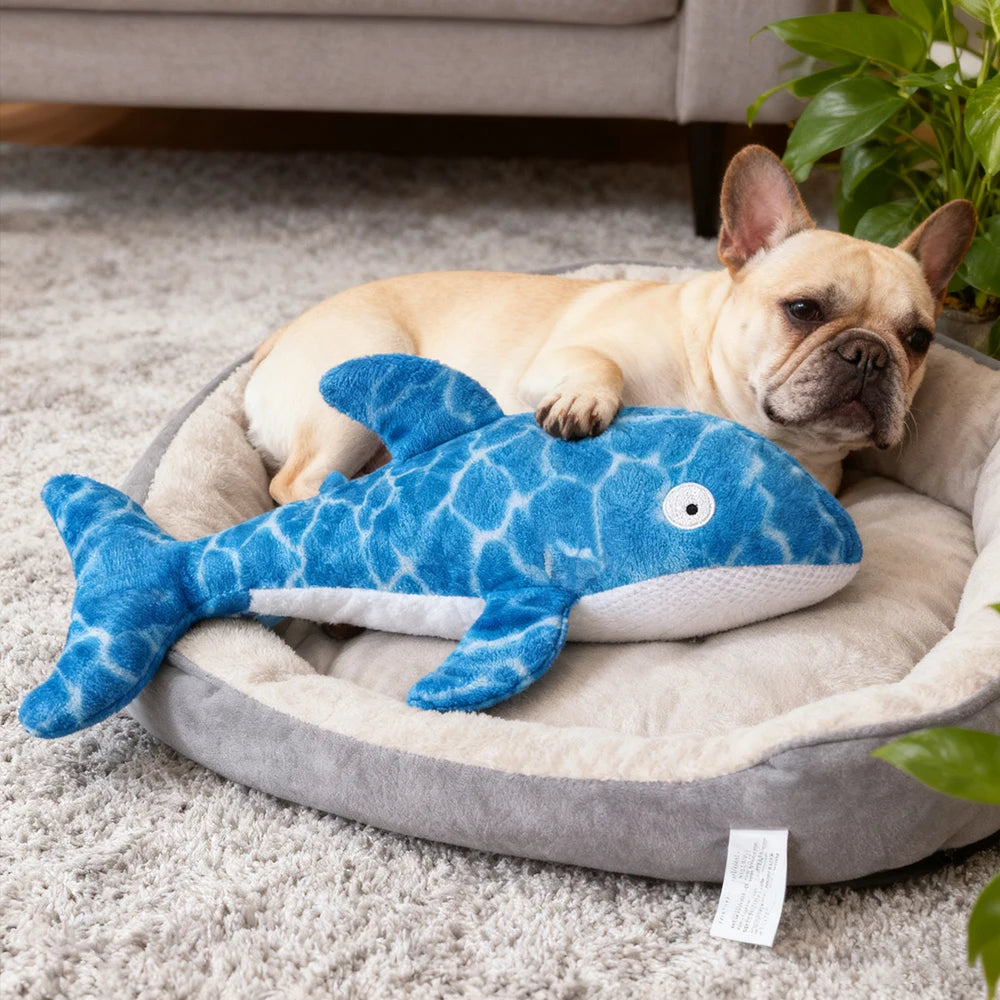 Whale Plush Dog Toy – Squeaky Interactive for All Sizes