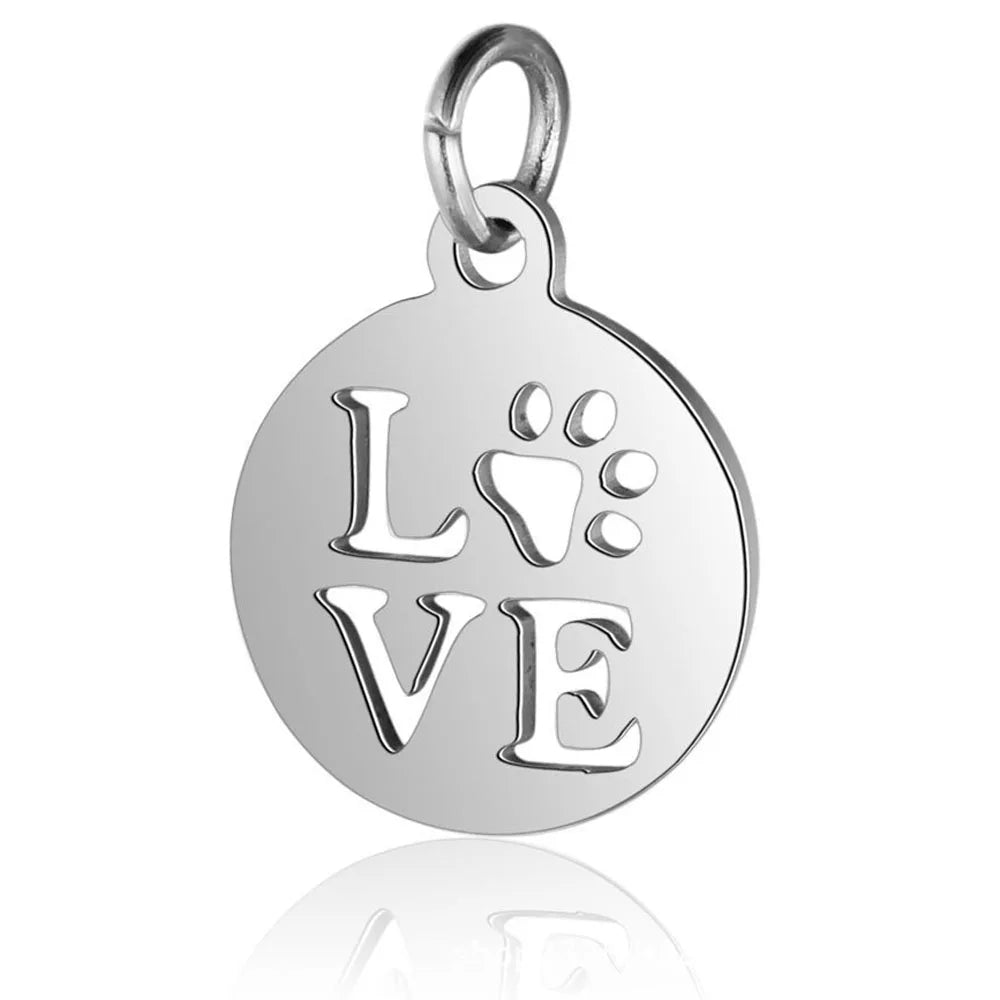 Paw Print & Bone Charm Pendants – Stainless Steel DIY Set (5 Pcs Gold)