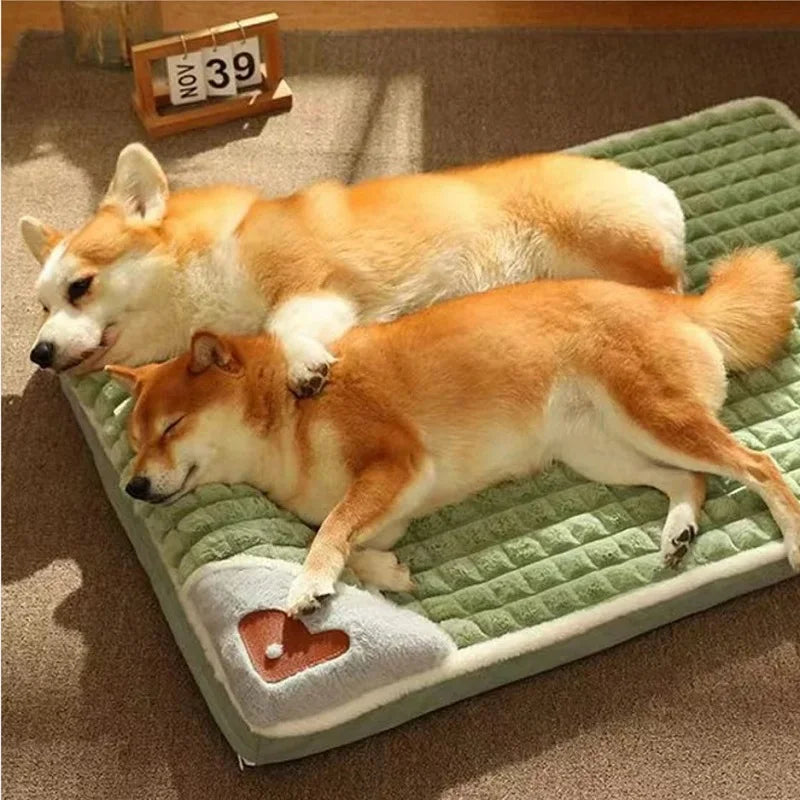 Washable Winter Dog Bed – Thickened Orthopedic Mat with Removable Cover for Small to Large Dogs