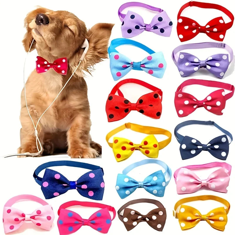 PetPals Polka Dot Bow Tie Collar for Dogs – Adjustable Black & White, Safe Fit