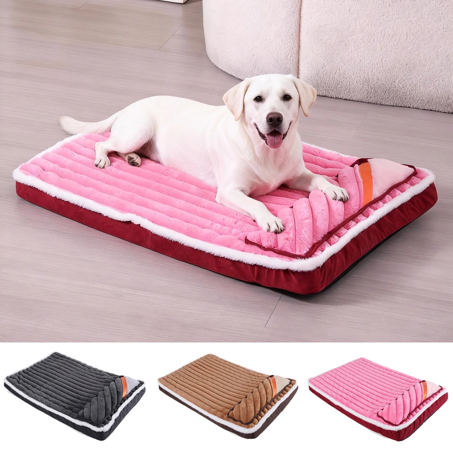 Comfortable Dog Sofa Bed – Winter Warm Elastic Cushion with Pillow for Small & Medium Dogs