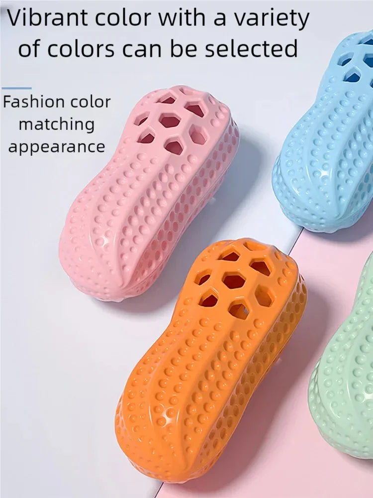 Peanut Shape TPR Dog Toy - Squeaky Bite Resistant & Treat Dispenser