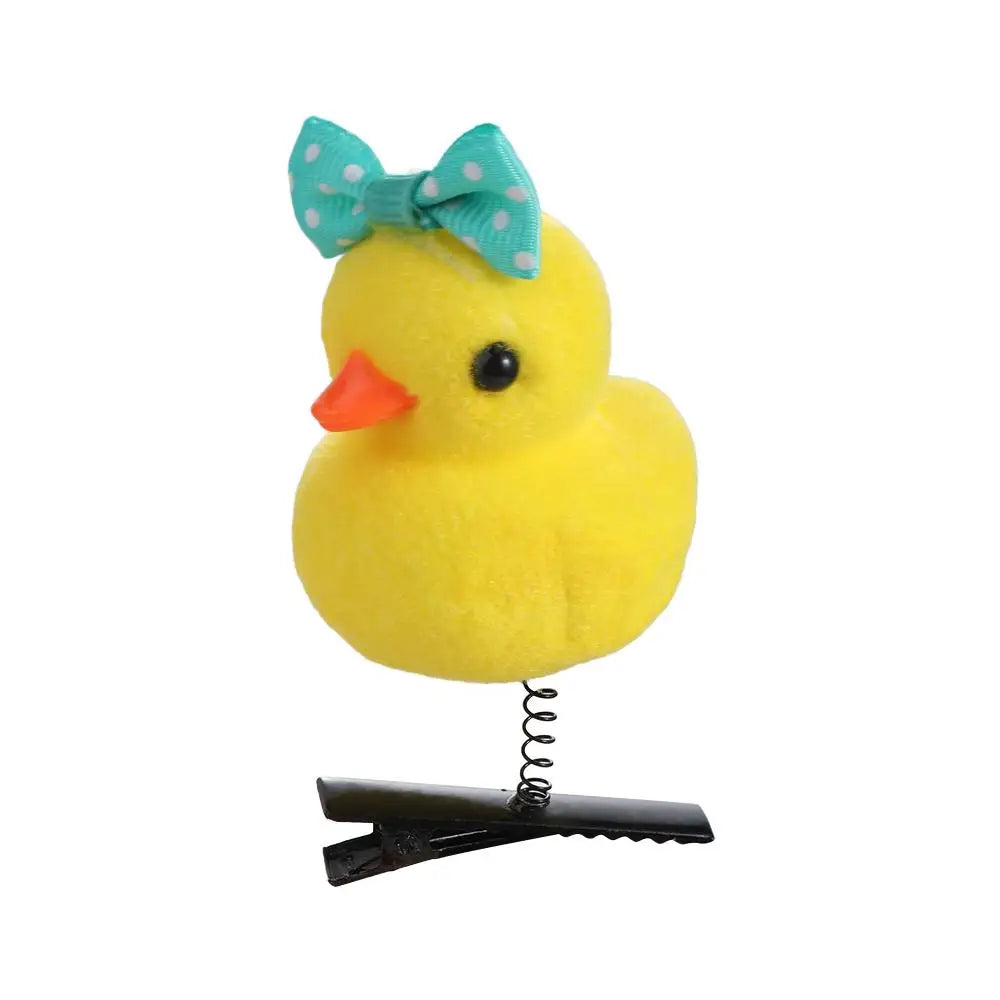 Duck Plush Hair Clip – Kids Bowknot Flower
